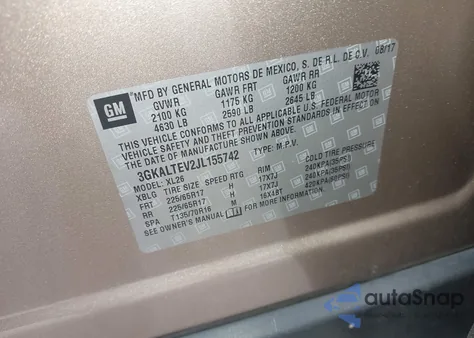 2018 GMC Terrain Sle z USA, uszkodzony, nr VIN 3GKALTEV2JL155742
